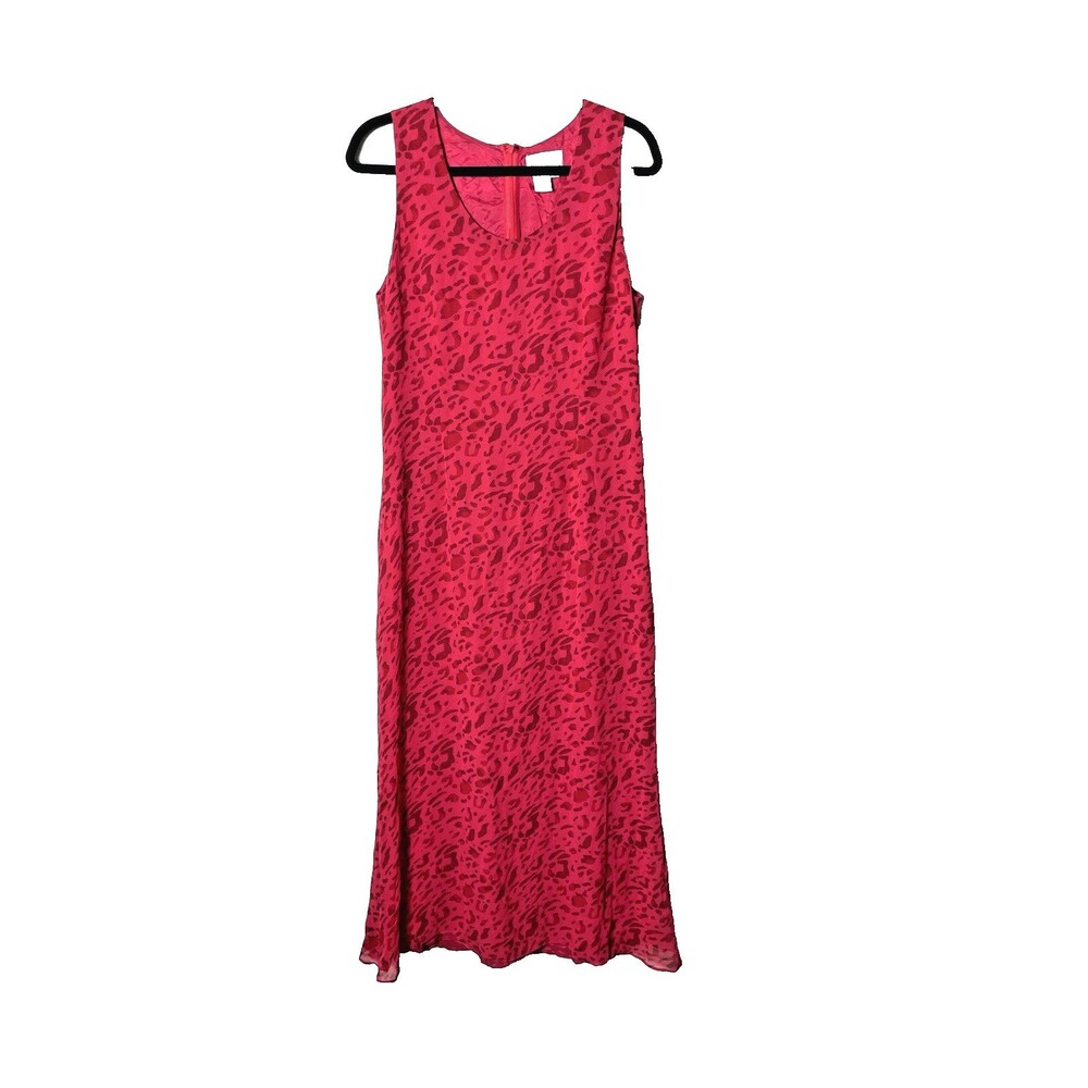Adrianna Papell Woman's Red & Black Leopard Print Sleeveless Dress Size 14